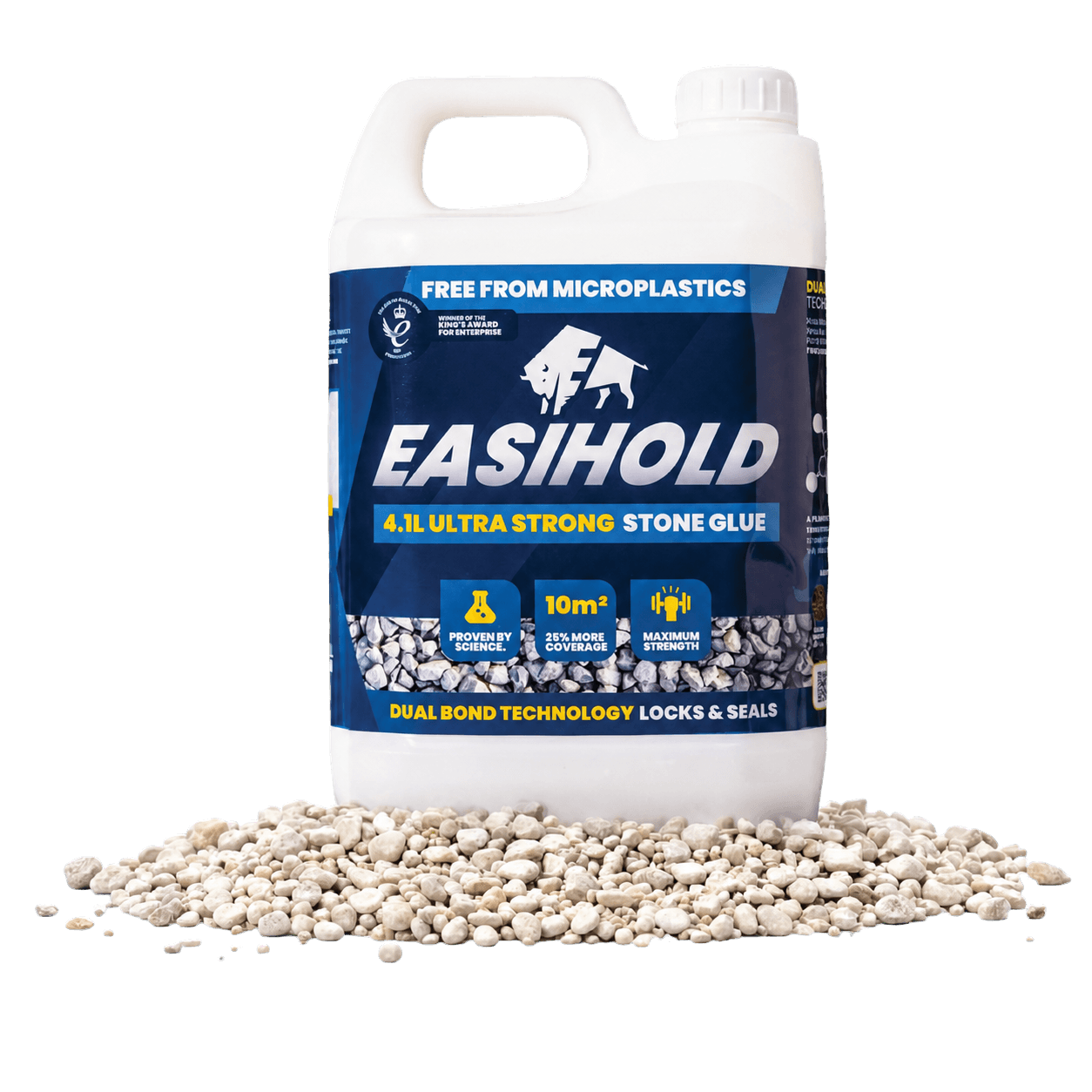 EasiHold 4.1 litre stone glue container with decorative gravel