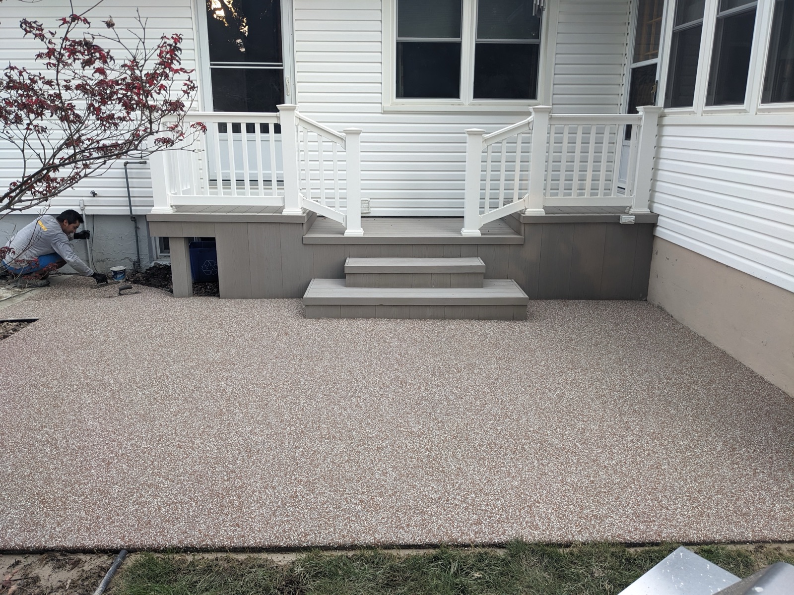 Tan resin back patio — after