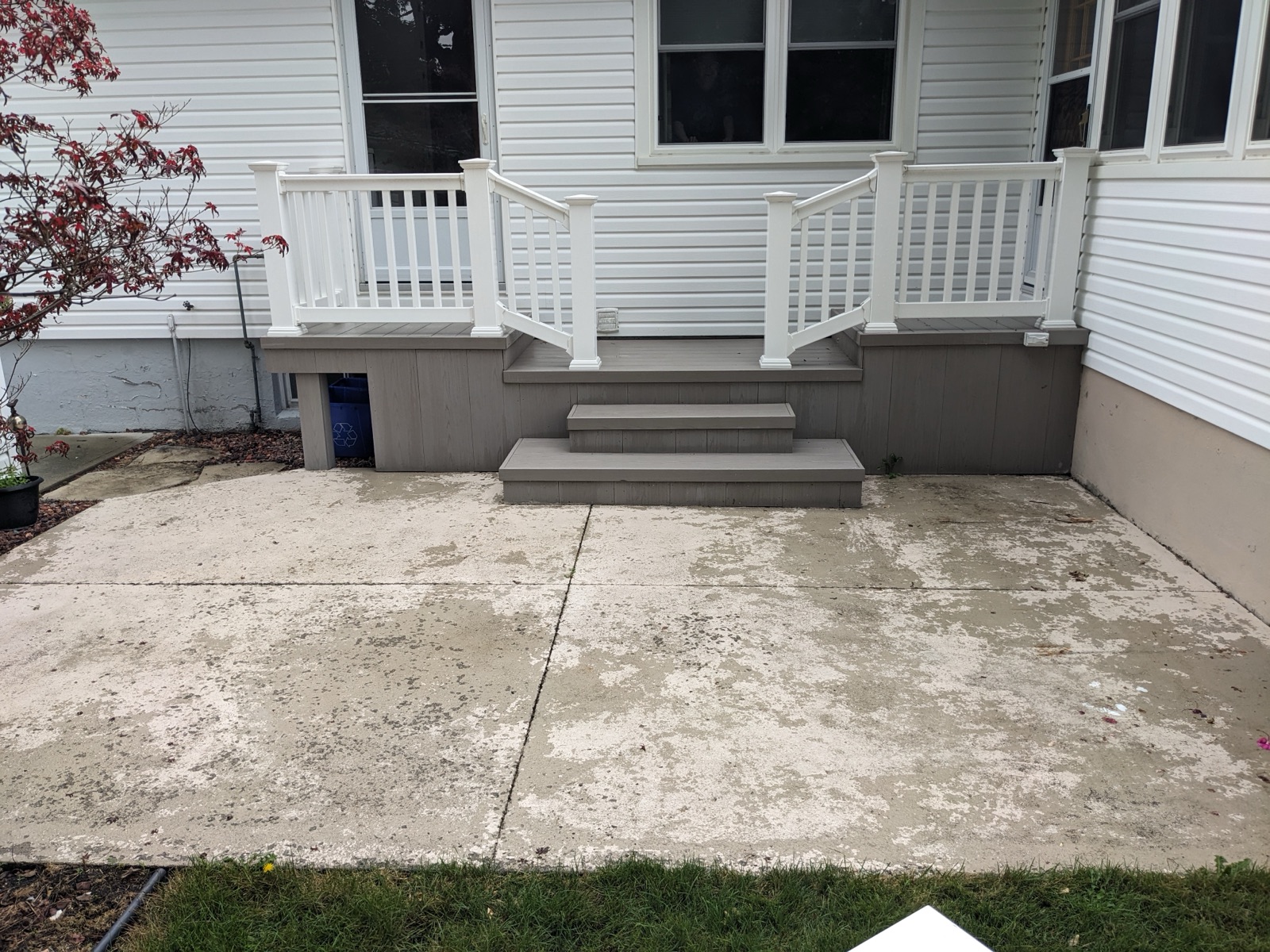 Back patio before tan resin resurfacing — before